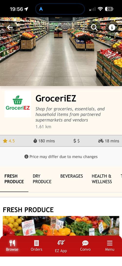 GroceriEZ grocery ordering screen